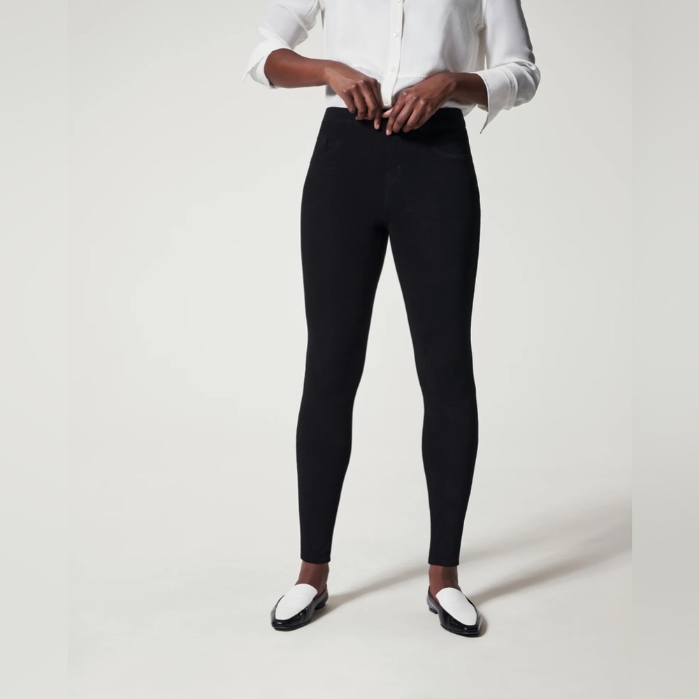 Spanx Cotton Faux Jean Leggings Black Size Medium